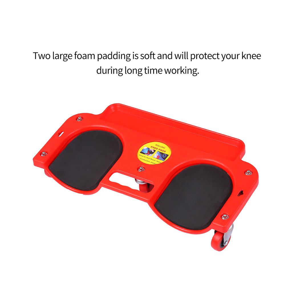 Flooring Knee Silicone Pads with 5 Wheels Rolling Knee Creeper Rolling Knee Pads with Tool Tray and Holder