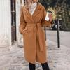 Women Loose Jacket Stylish Double-Breasted Mid Length Trench Coat With Lapel Windproof Warm Overcoat for Autumn Winter