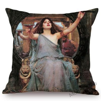 Aestheticism Master John Waterhouse Ancient Greek Myths Goddess Oil Painting Sofa Pillow Case Young Girls Linen Cushion Cover