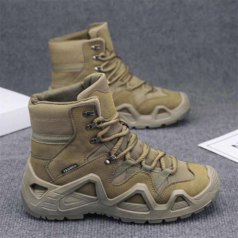 Autumn and winter men's high cut thick soled outdoor workwear  casual short boots  plus size mountaineering tactical men's boots