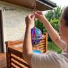 Garden Fountain Decor Stained Glass Hot Air Balloon Bird Feeder Fountain, Hanging with Water Wild Tray, Vintage Bronze Outdoor for Patio Porch