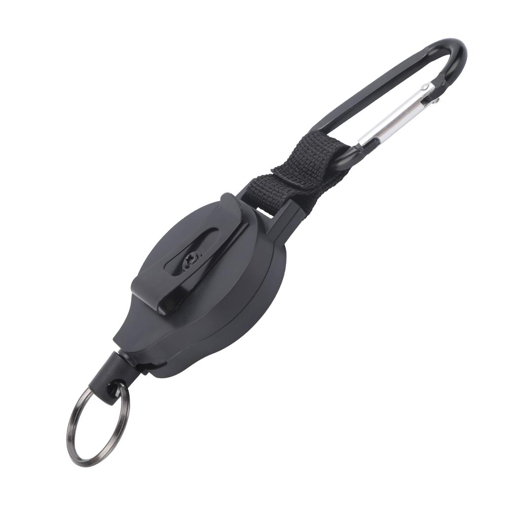 Side Pull Wire Rope AntiLoss High Elastic Ribbon Telescopic Buckle Stainless Steel Keychain