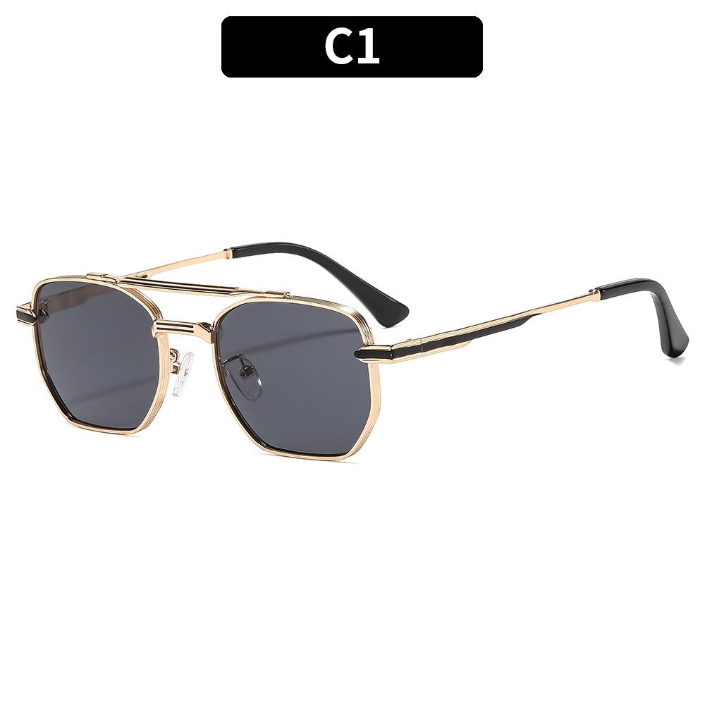 European And American Fashion New Double Beam Retro Sunglasses Metal Square Casual Versatile Men S Sunglasses Trendy Glasses