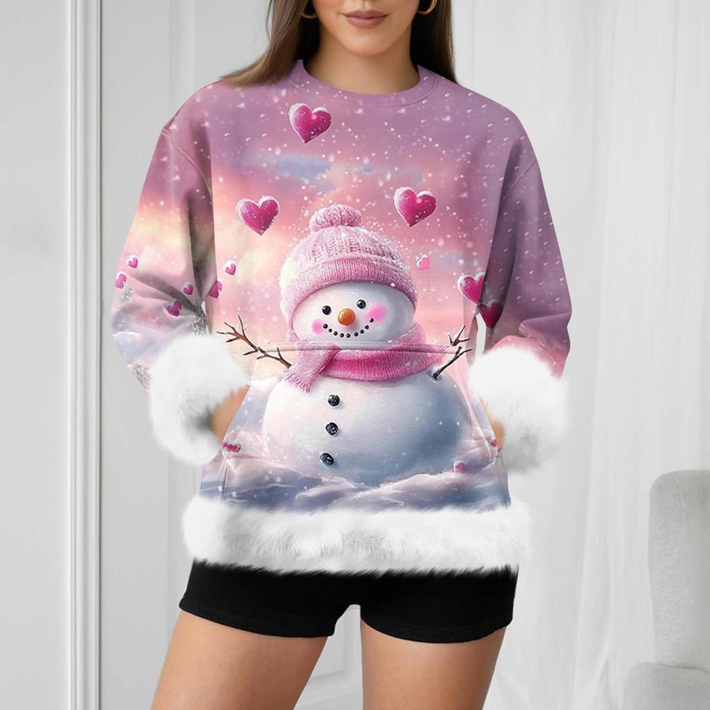 Dámská ležérní vánoční mikina s retro potiskem a dlouhým rukávem