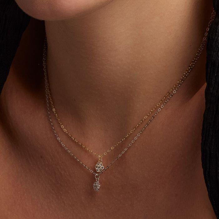 Collier Luxenter En Argent 925 Et Zircons Brillants Finis En or Jaune 18 Carats - Oris