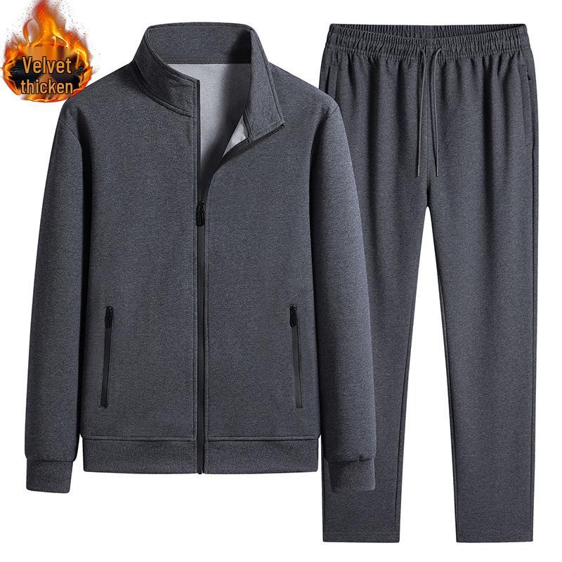 Men's Cotton Stand-up Collar Tracksuit: Spring/Autumn Hoodie & Pants Set for Sports and Casual Wear