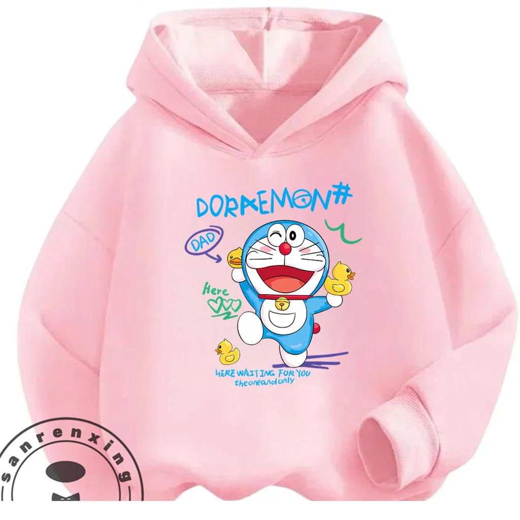 Daily Casual Hooded Top Cute Cartoon Print Winter Trendy Youth Wear Doraemon Boys Girls 3 14