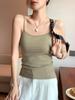 Sommerliches Damen-Camisole-Top mit ärmelloser Innenschicht und Unterschicht, dünnes Oberteil mit schmaler Passform und schöner Rückseite