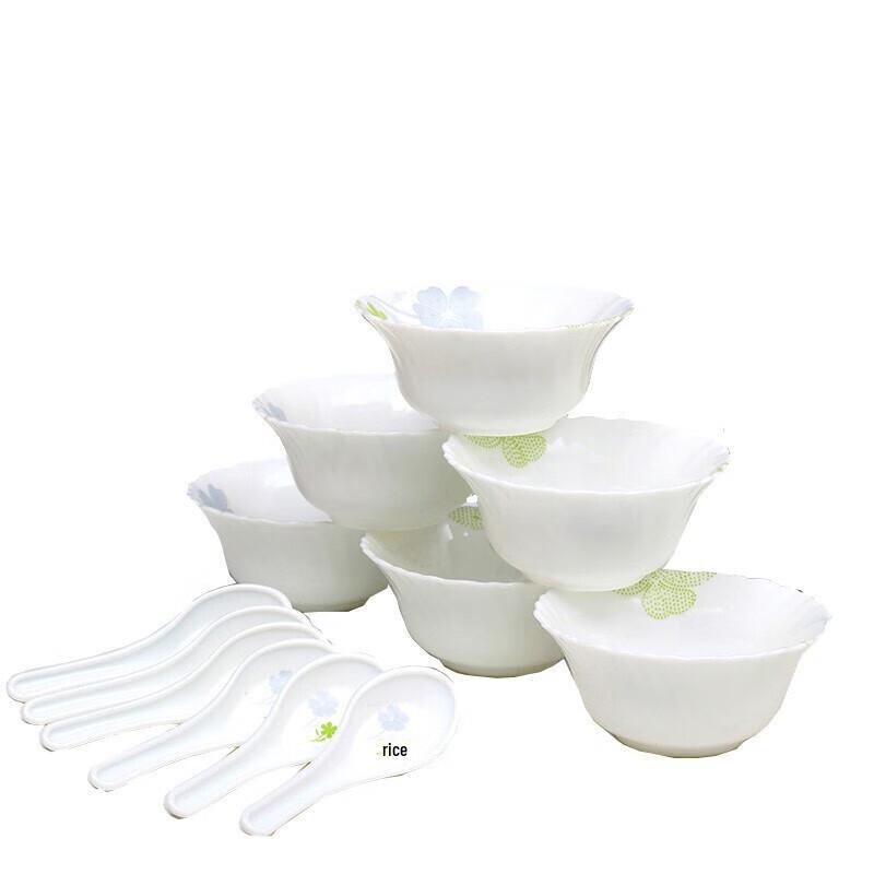 Homeglen Элегантный набор из 12 суповых тарелок из белого нефритового фарфора