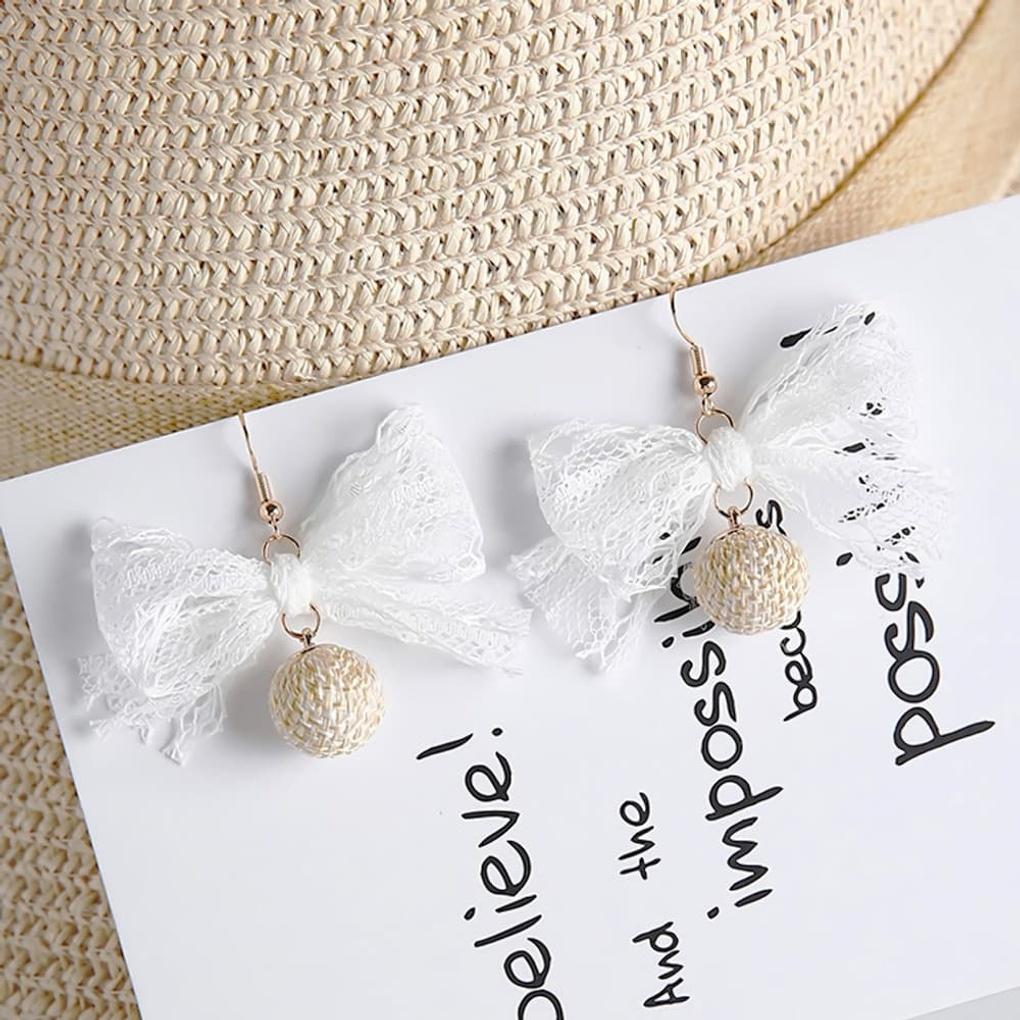 Earrings, Chain, Daily See-through, Embroidery, Ribbon Point