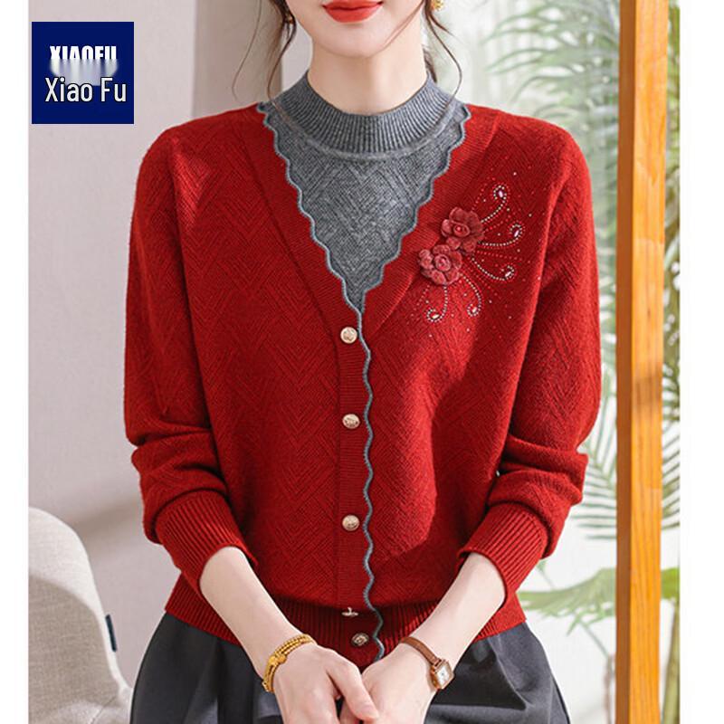 Women's Velvet Lined Mid-Aged Sweater