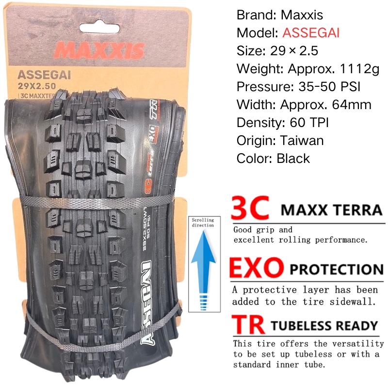 Maxxis ASSEGAI 27.5 29X2.5 Palce Downhill Skládací Vakuový Odolný proti Defektům Je Maxxisova Nejpevnější Quick Drop Plášť