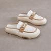 Baotou Slippers Women's 2025 Summer New Casual Versatile Cowhide Half-towed Soft Bottom Outer Wear Hollow Breathable Cool Slippers
