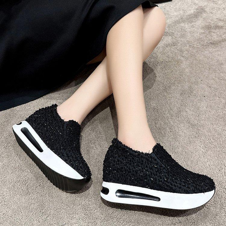 

Women s Thick-sole Round-headed Students Increase Plateau Women s Shoes Casual Running Breathable Sneakers Shallow Single Shoes 42 чорний