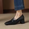 Neue, dicksohlige, eckige High Heels in großen Größen für Damen, Sohle aus Rindersehnen, bequeme, lässige und modische Schuhe aus Lammleder.