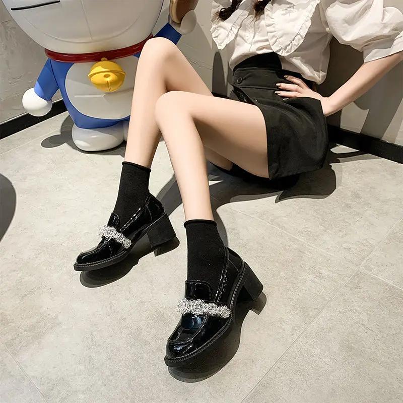 Ladies Pumps Round Toe Black With Heel Crystals Luxury Brand Chic Point Non Slip 39 Elegant Spring On Offer Shoe Women's Shoes