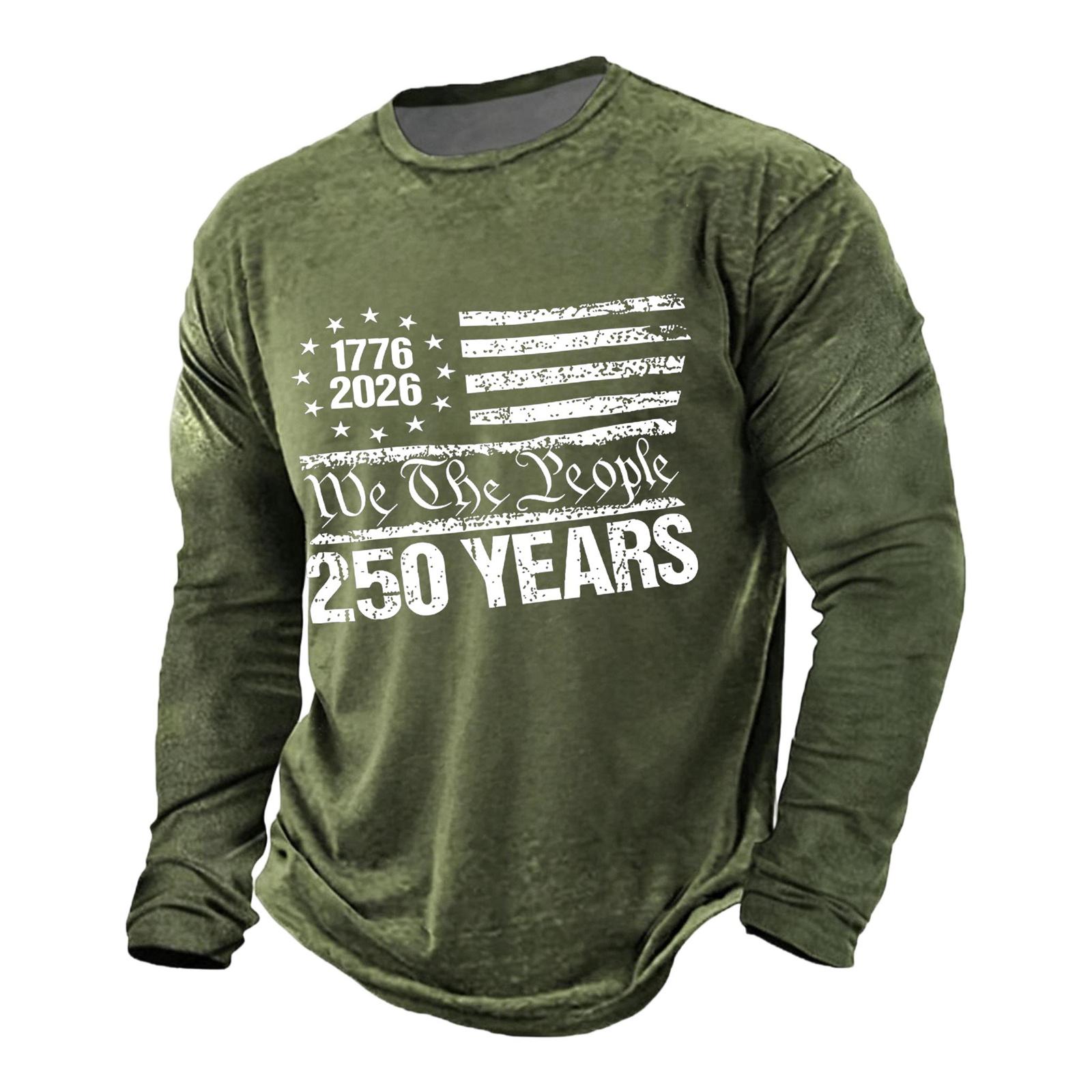 

Men s Casual Long Sleeve T Shirt Printed Graphic Design Patriotic Independence Day Commemorative Style Lightweight Soft Fabric M