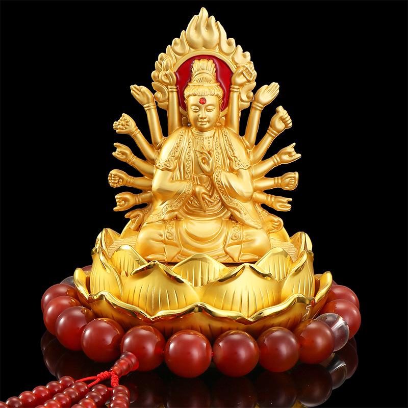 Alloy Lotus Guanyin Car Perfume Ornament - Thousand-hand Guanyin Interior Accessory