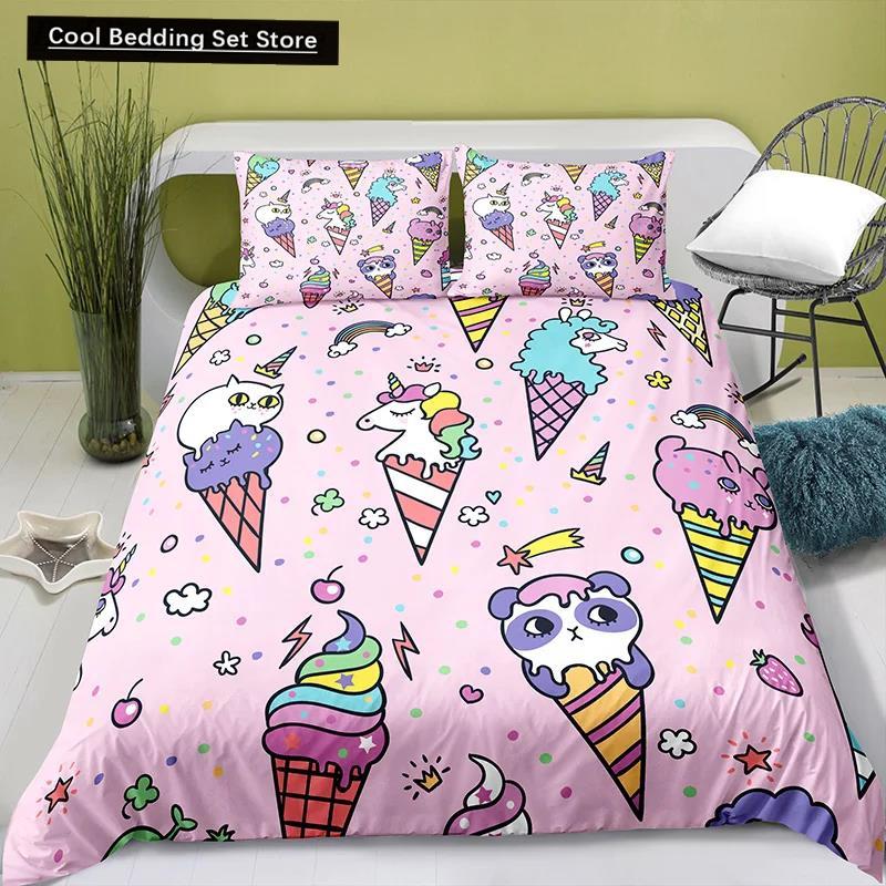 Härligt tecknat mat kung drottning påslakan pärlmjölkste sängklädesset barn tonåringar vuxna efterrätt pommes frites cola polyester täcke