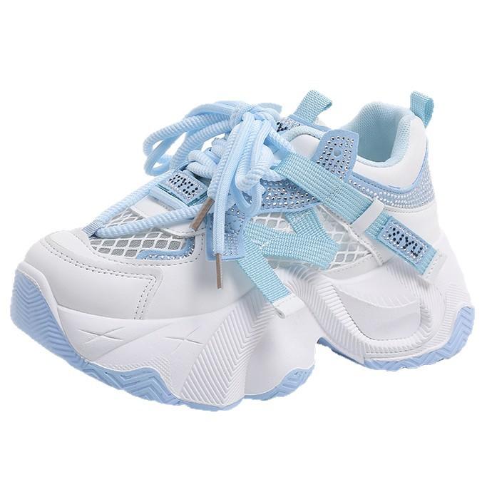 Small man wears platform dad shoes, women's 2025 new Korean version lace-up, fashionable and comfortable casual shoes, trendy sports shoes