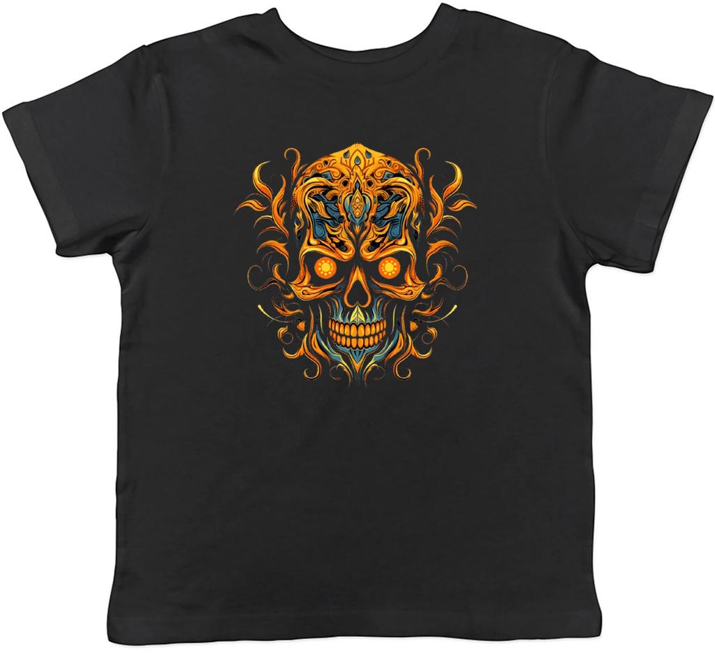 Skull Head Kids T-Shirt Gothic Flame Skeleton Face Childrens Boys Girls Gift