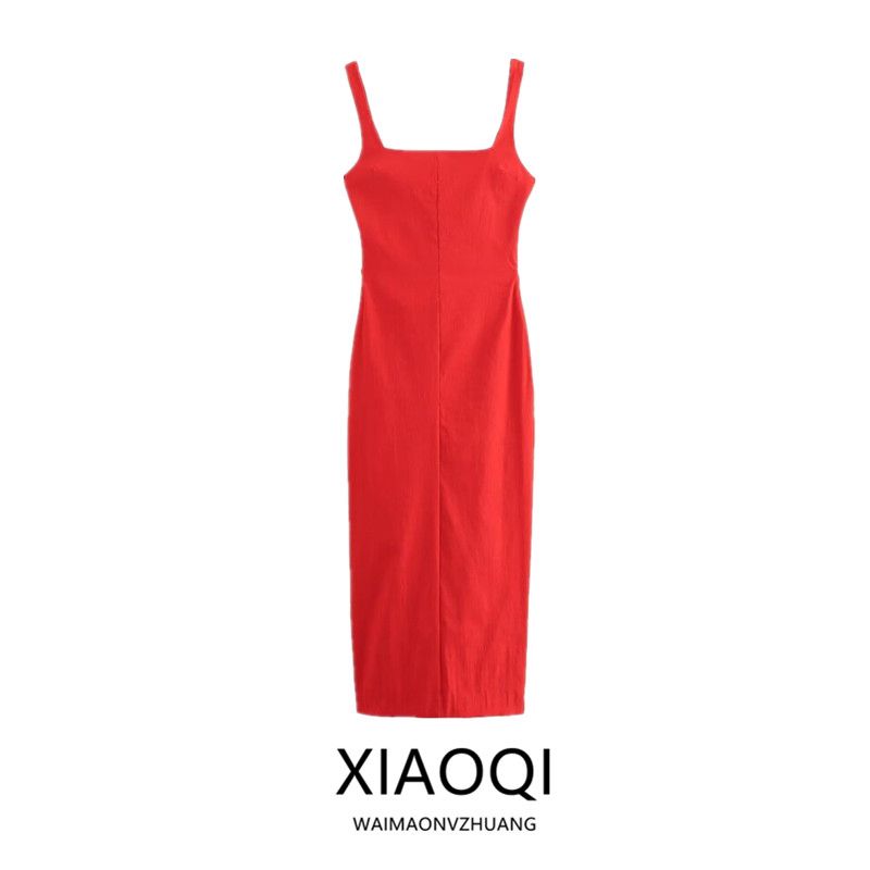 Fashion Style 2024 Summer New Arrival Women's Sling Stylish Open Back Midi Skirt Mid Length Long Length Dress 3118369