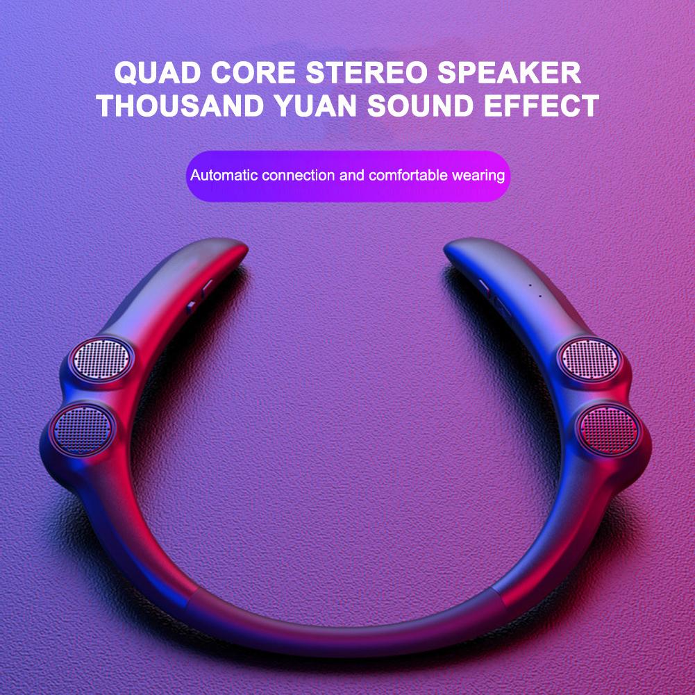 Wearable Bluetooth-compatible Speaker Hang Neck Wireless Stereo Bass Portable Subwoofer Sound Box 4 Speakers for Sports Game
