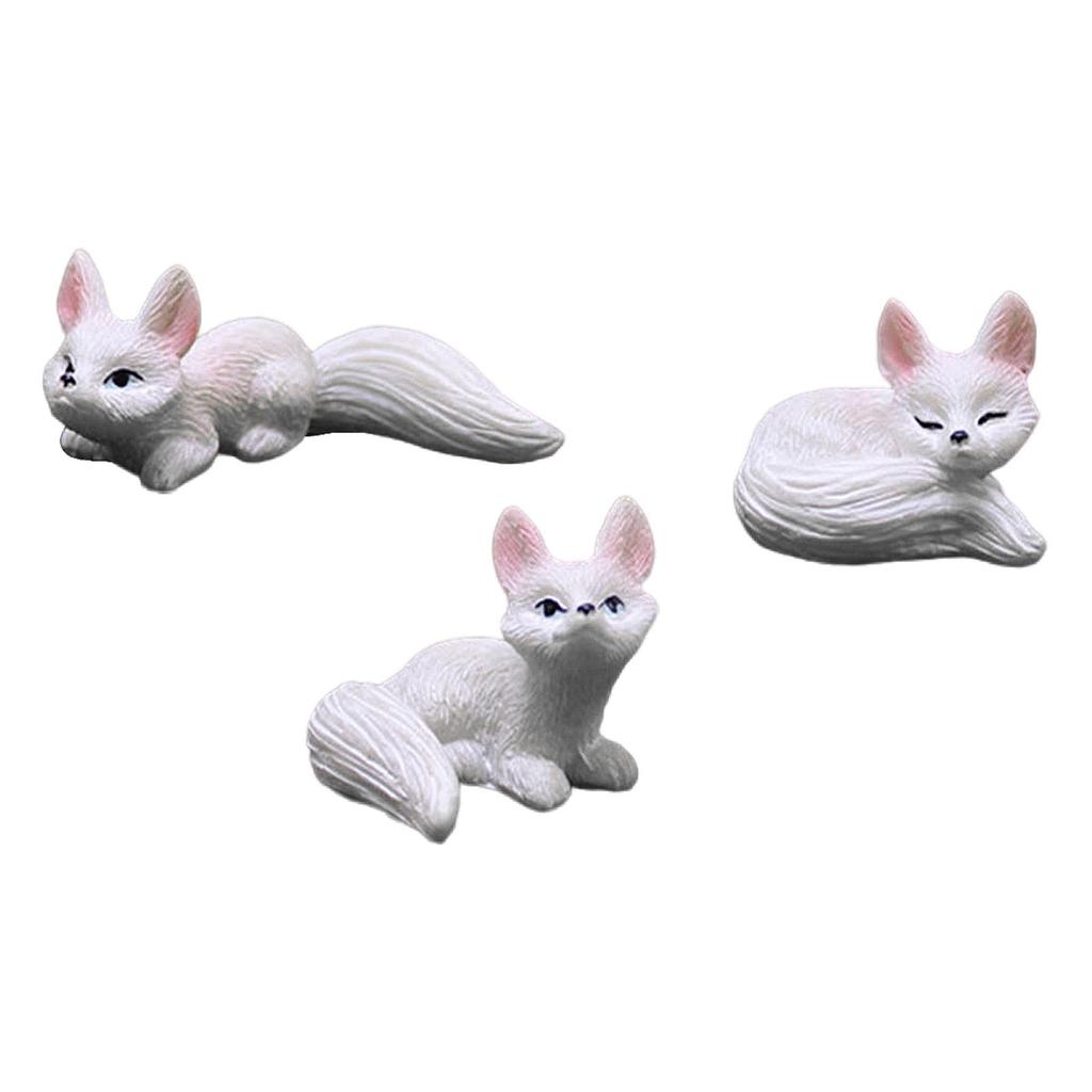 3Pcs Garden Fox Miniature Figurines Garden Decor for Outdoor Garden Yard