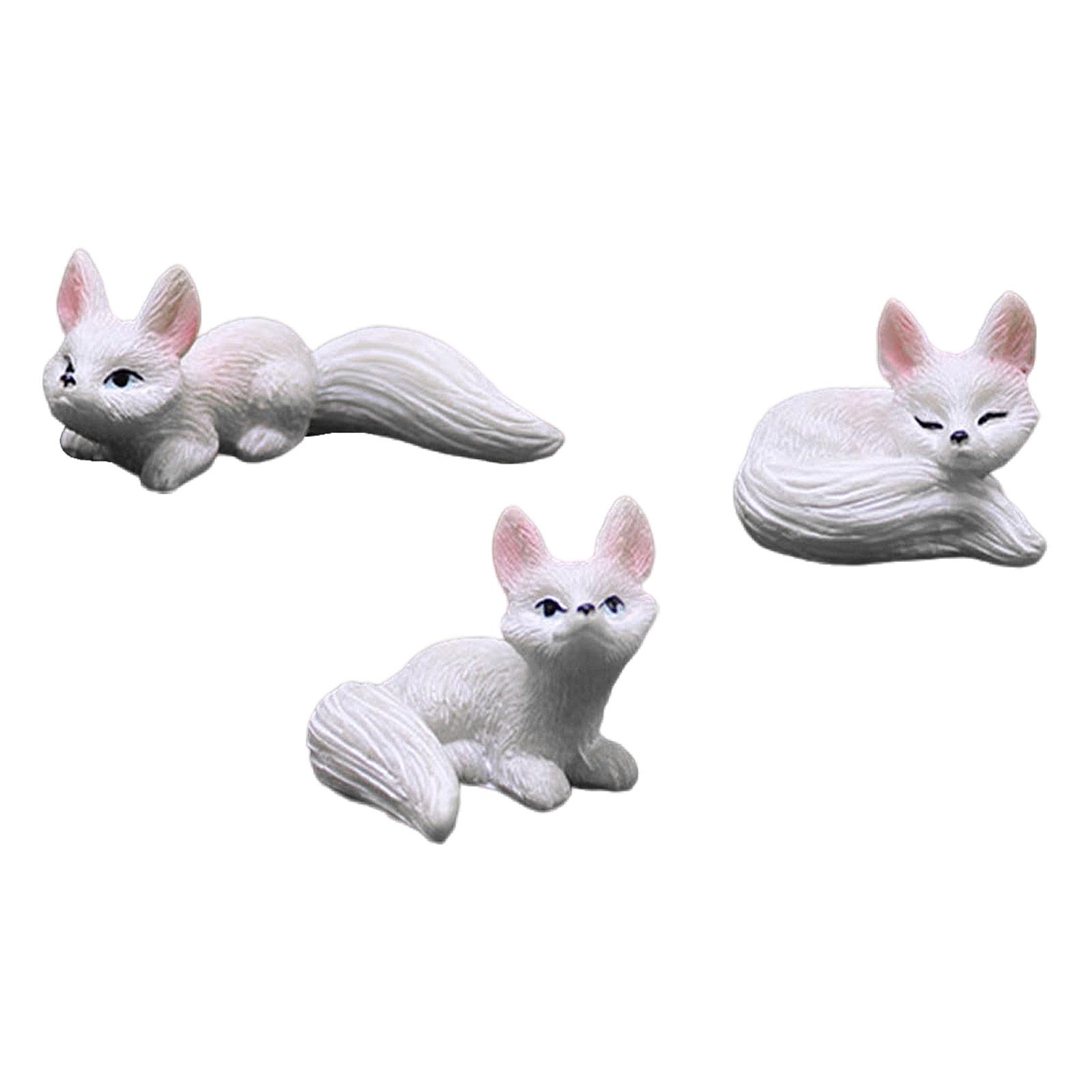 

3Pcs Garden Fox Miniature Figurines Garden Decor for Outdoor Garden Yard белый