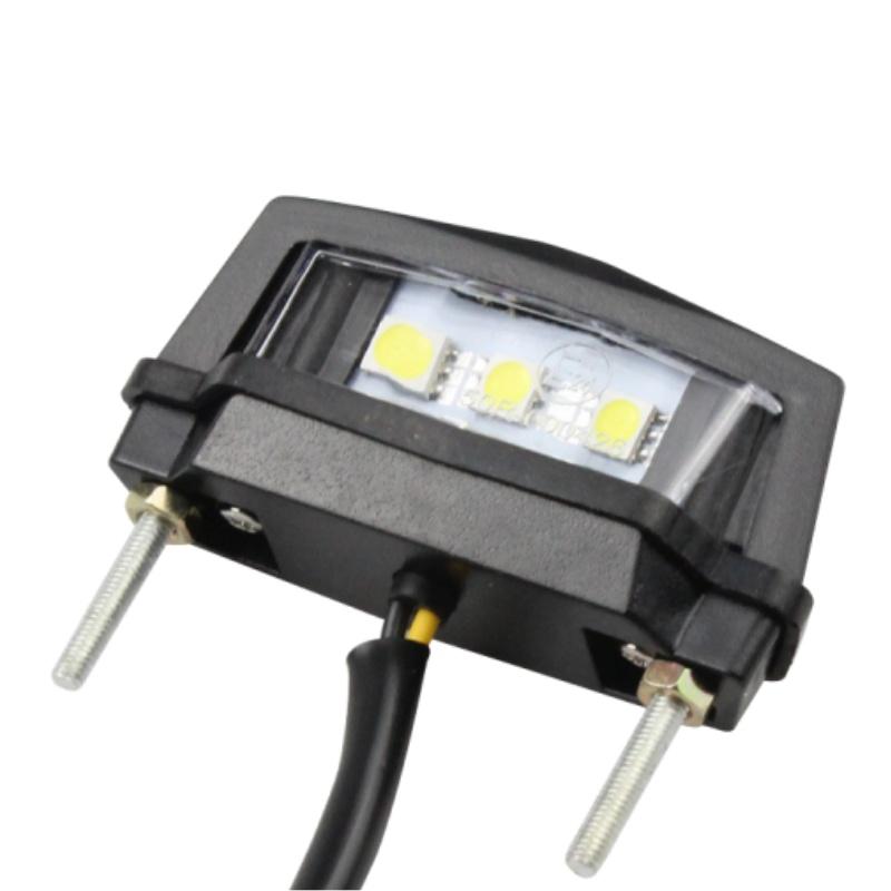 12V ABS Plastic Motorcycle License Plate Light Multi Use Number Waterproof Accessories Black Housing LED Decoration License Lamp 1pc