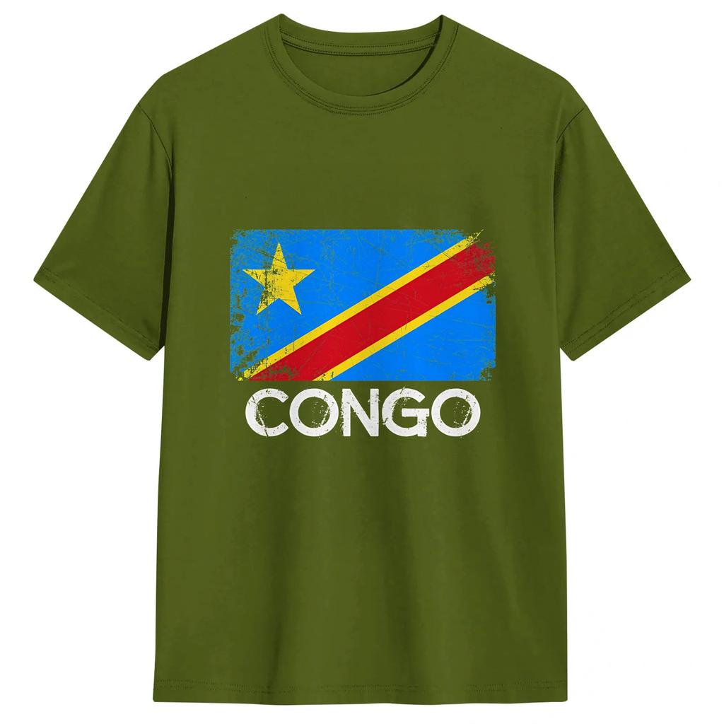 Congo Flag Unisexs T Shirts Crazy Tees Short Sleeve Crew Neck Tshirt 100 Cotton 6xl Clothing