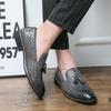 Luxury Brand Men Pointed Toe Leather Shoes Loafers Tassel Design British Style Black High-quality Shoes Slip On Mens Dress Shoes