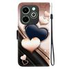 Handmade PU Leather Flip Case for Infinix Hot 40i (X6528B) Anti-Slip Shockproof Cover with Wrist Strap & Heart/Rose Cat Designs