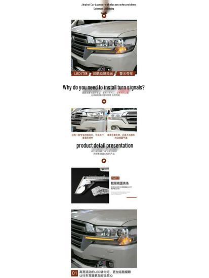 16-20 Land Cruiser LC200 Turn Signal Headlight Trim Strip with Flowing Light