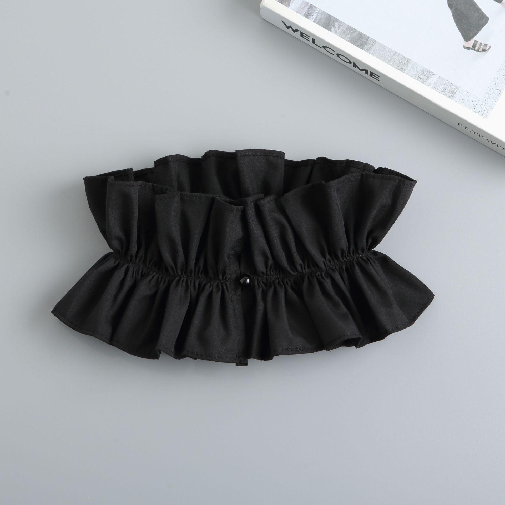 

Женский однотонный черный белый вертикальный хлопковый ложный воротник с оборками на шее модный кружевной ложный воротник четыре сезона