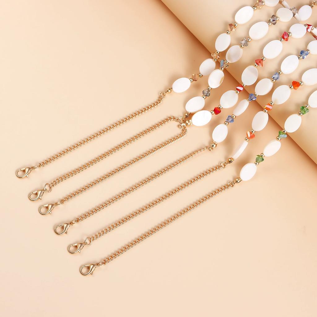 Ocean Wind Shell Multi-layer Stacked Necklace, Retro Vacation Oval Fritillary Beaded Necklace