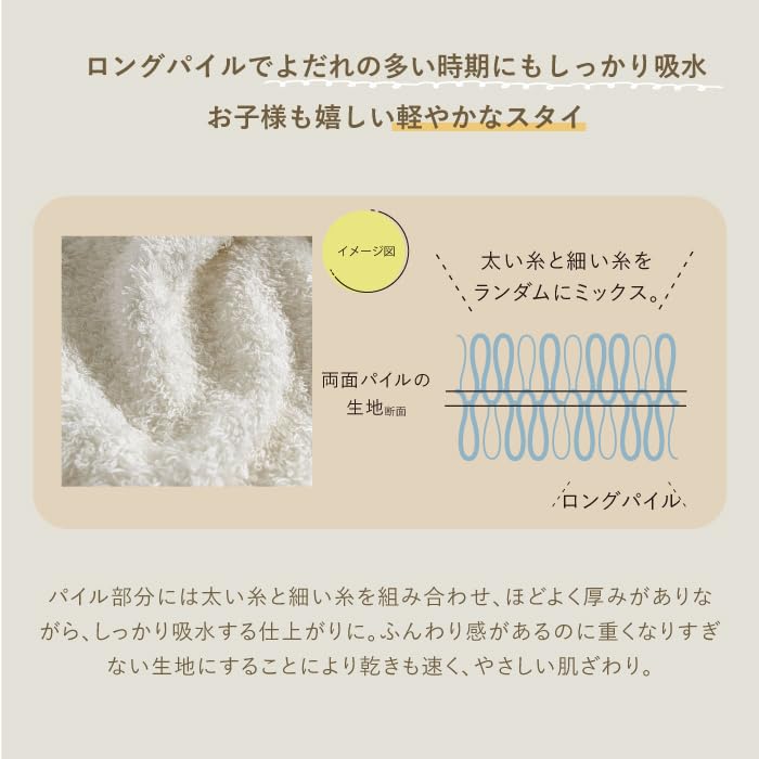 Kontex Fluffy <54395-006> Bib, Imabari Towel Brand Certified Product, Bib Apron Bib, 100% Soft Organic Cotton (Brown)