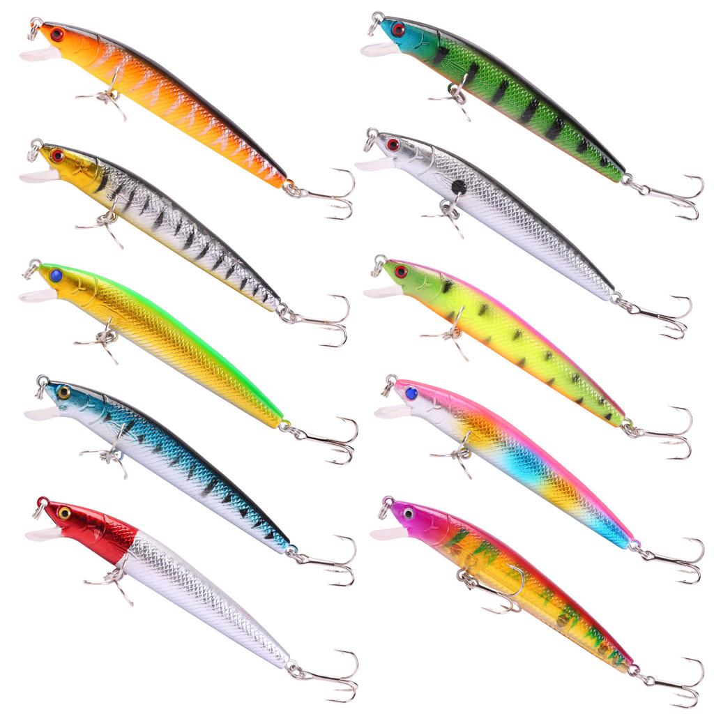 SOUGAYILANG 10Pcs 12.3CM 10G Bait Minnow Fishing Lures Hard Baits Kit for Bass Trout Crankbaits Jerkbaits Fishing Lures