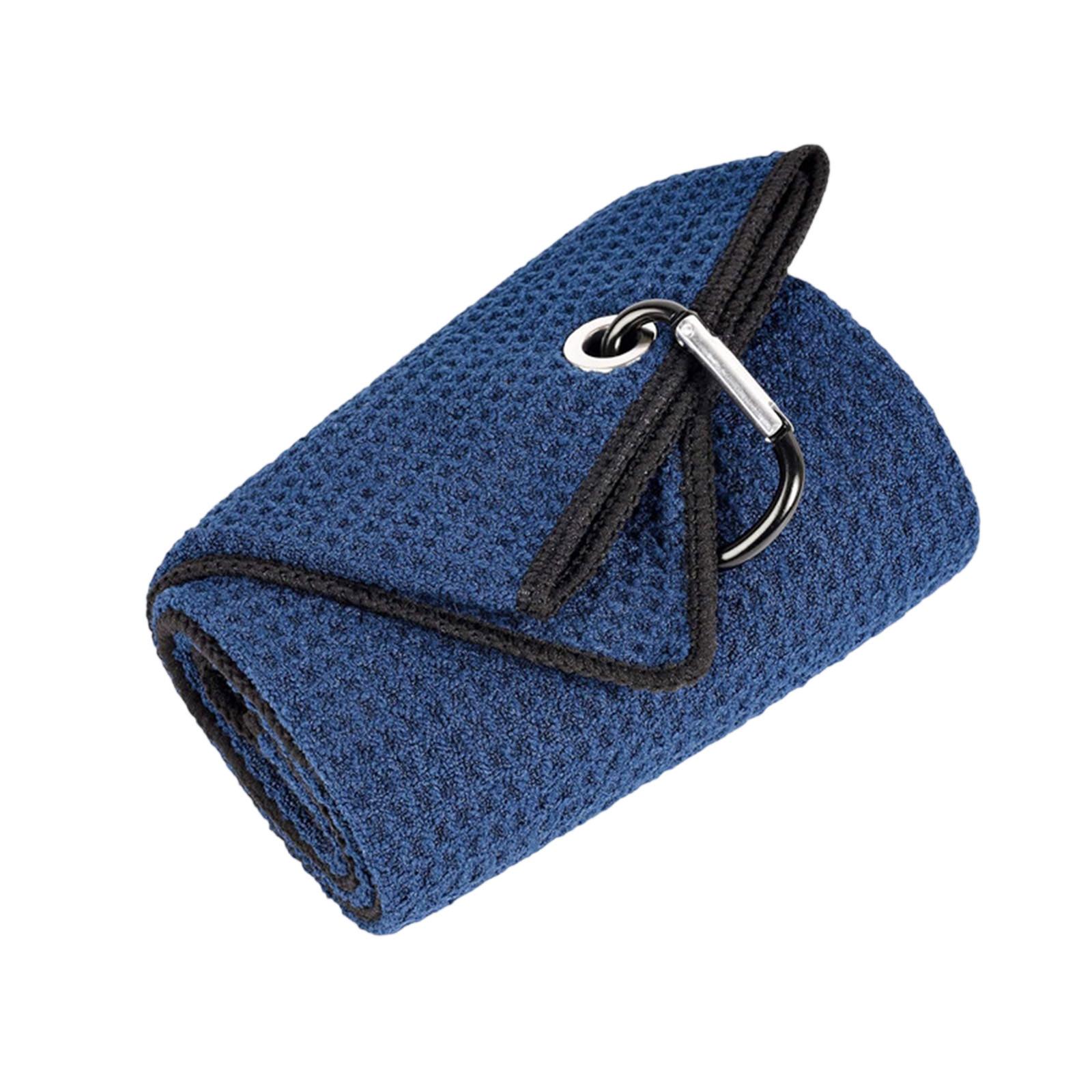 

Рушник для гольфу (60 X 40 см), Вбираючий рушник для гольфу з візерунком, поміщається в сумки для гольфу, складаний портативний рушник для гольфу з мікрофібри, унісекс, з карабіном, сірий/чорний One Size синій