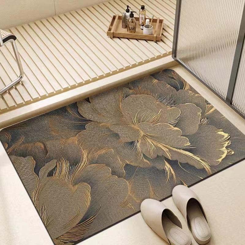 Leichter Luxus Blume Fußmatte Super Saugfähig Diatomeenerde Badezimmer Boden Fußmatte Küchenteppich Rutschfest Hauseingang Veranda Teppiche