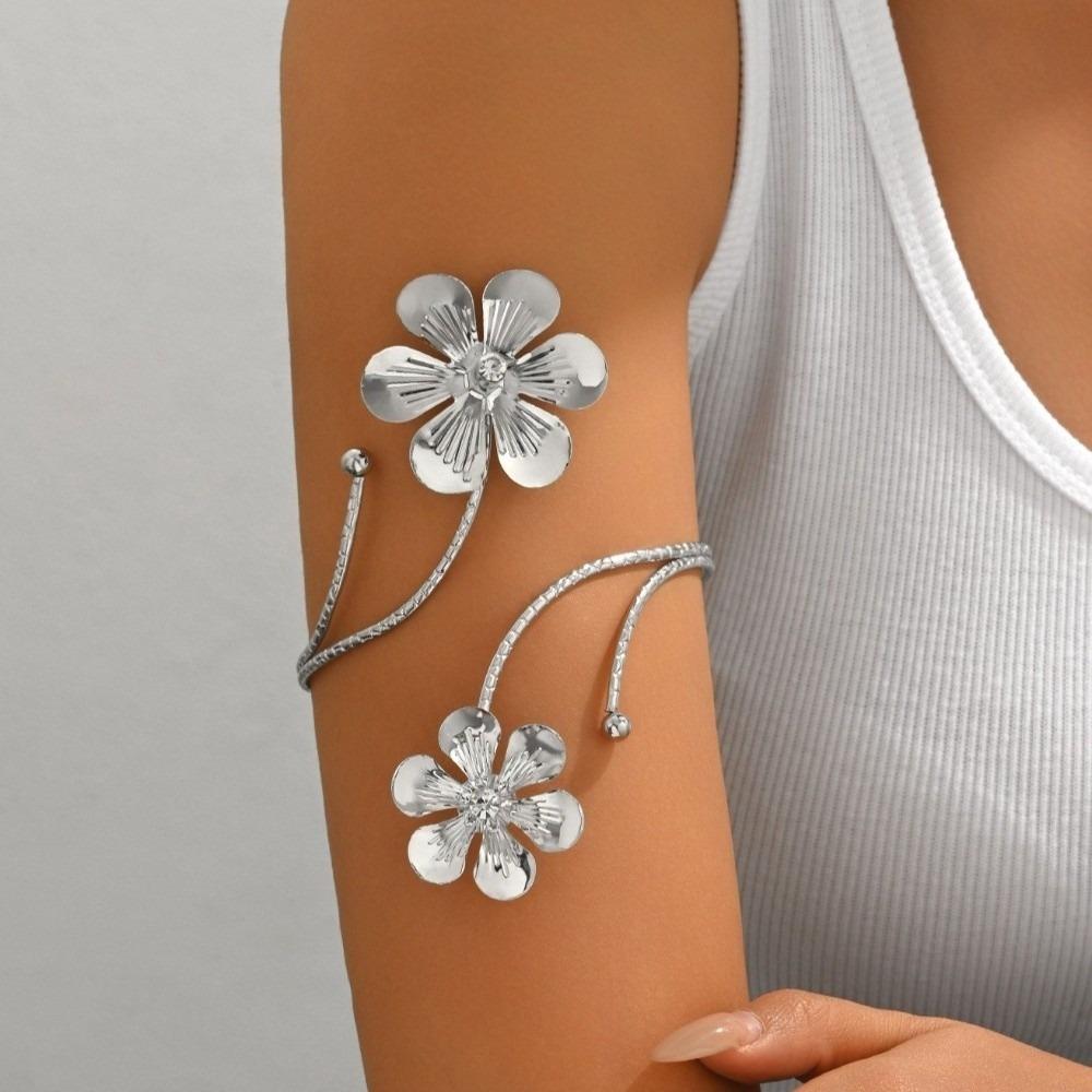 Bohemia Style Flower Bracelet Floral Armband Vintage Open Arm Bangle  Girls