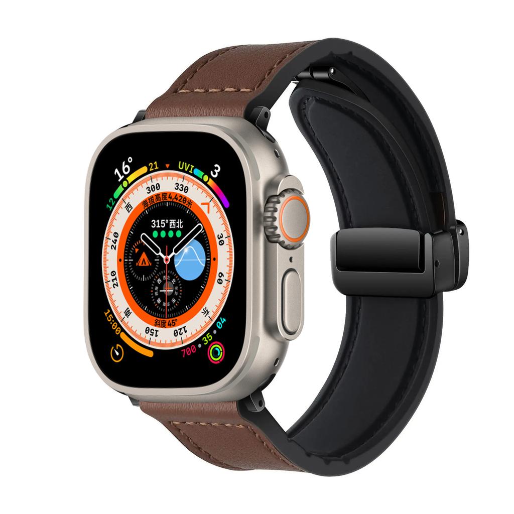 Strap for Apple Watch Band 45mm 44mm 49mm 42mm 40mm 41mm Magnetic Leather Bracelet Correa iWatch Series 9 8 7 6 5 4 3 SE Ultra 2