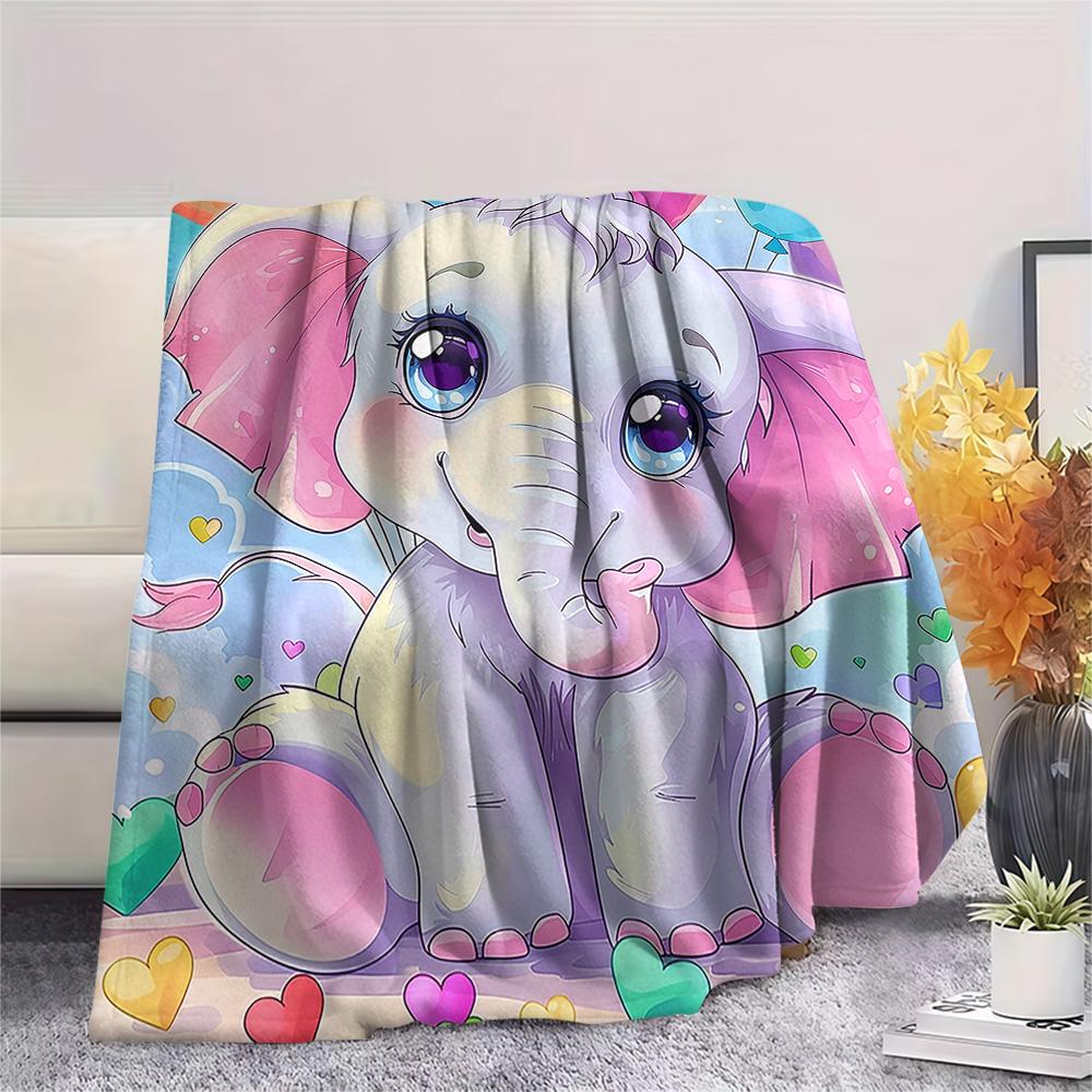 Elephant Print Flannel Blanket, High quality Comfortable for All Seasons, Home Decor, Warmth and Comfort, Perfect for Christmas Gifts
