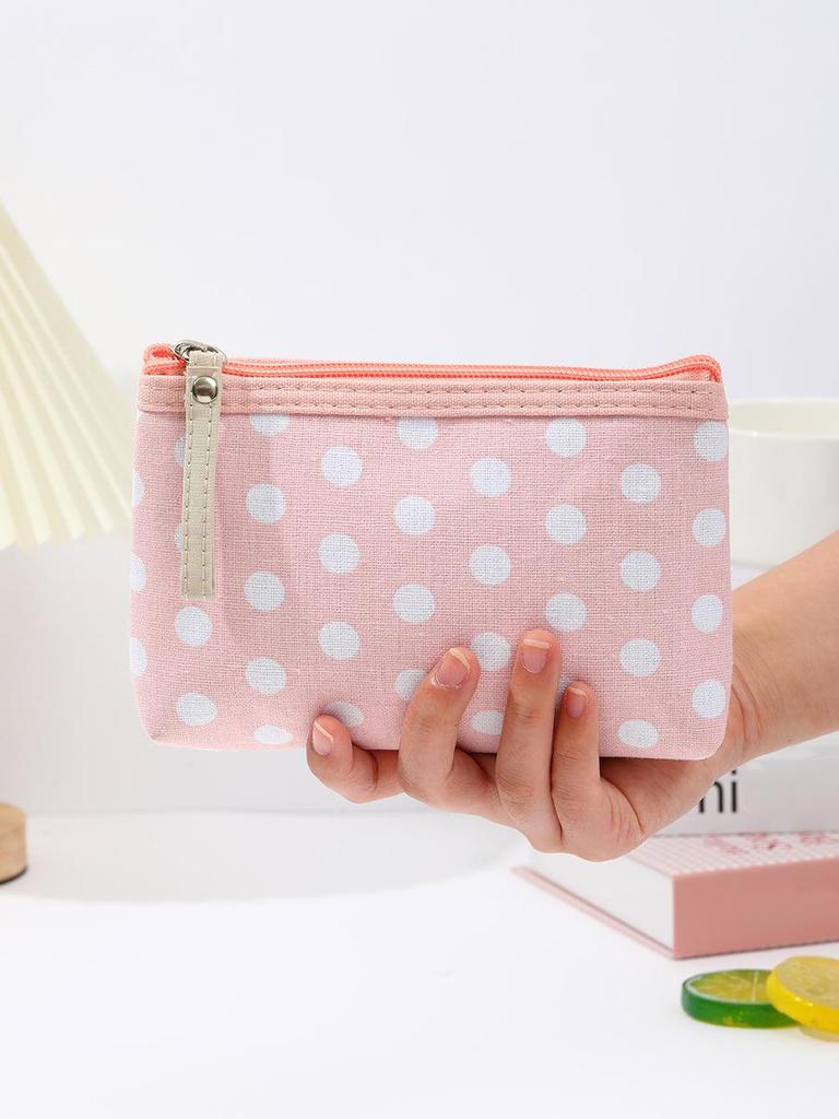 Classic Polka Dot Makeup Bag: Small Zipper Pouch & Key Holder