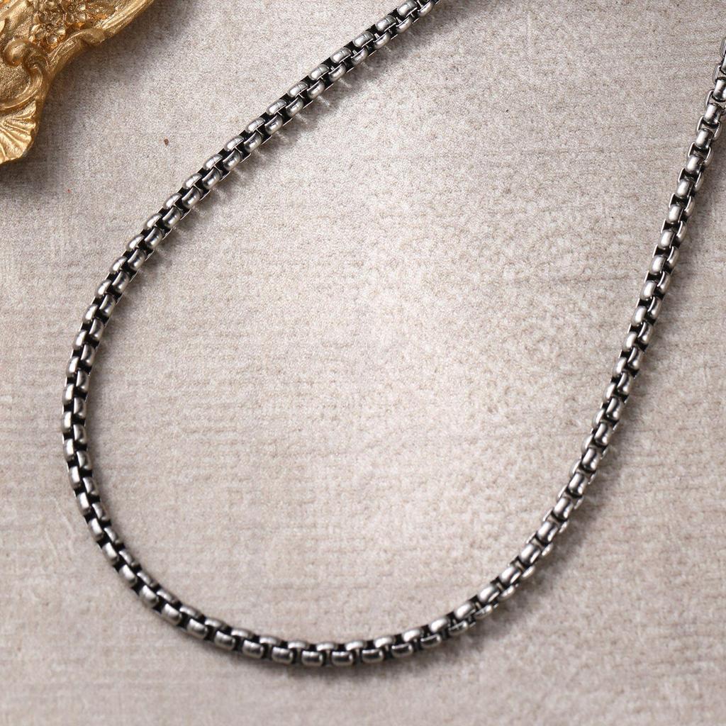 Men's Trendy Titanium Steel Venetian Box Chain Necklace - Stainless Steel Square Bare Chain