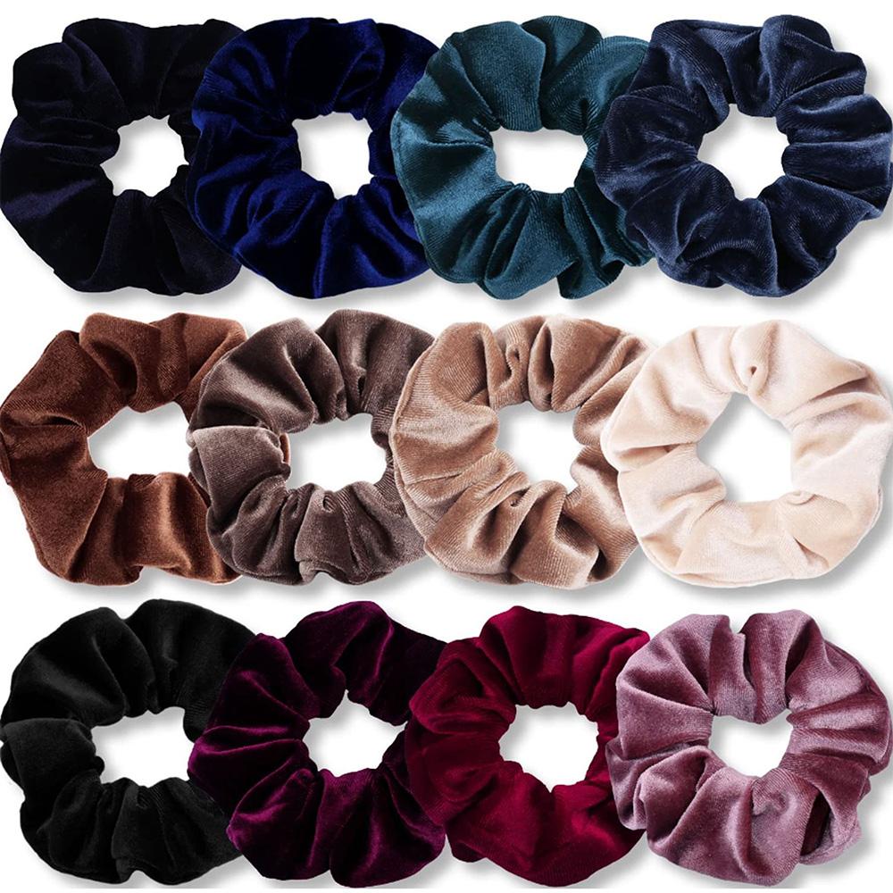 12 Pezzi Elastici per Capelli in Velluto Multicolore Anello Grande Scrunchies Eleganti Elasticità Peluche Elastico per Capelli per Uso Quotidiano Accessorio per Acconciature