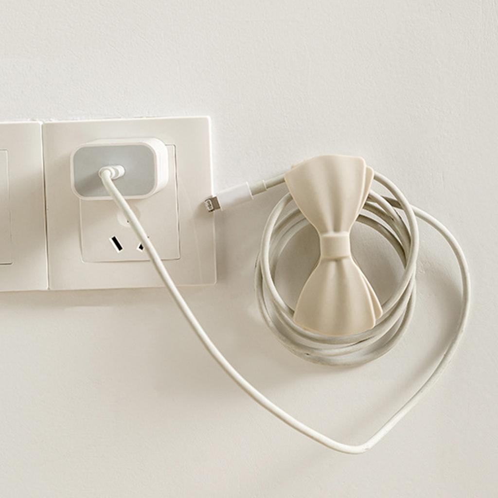 4Pcs Bowknot Shape Silicone Cord Winder Holder Wire Fixer Data Line Management Clips Cable Management Wrapper Holder
