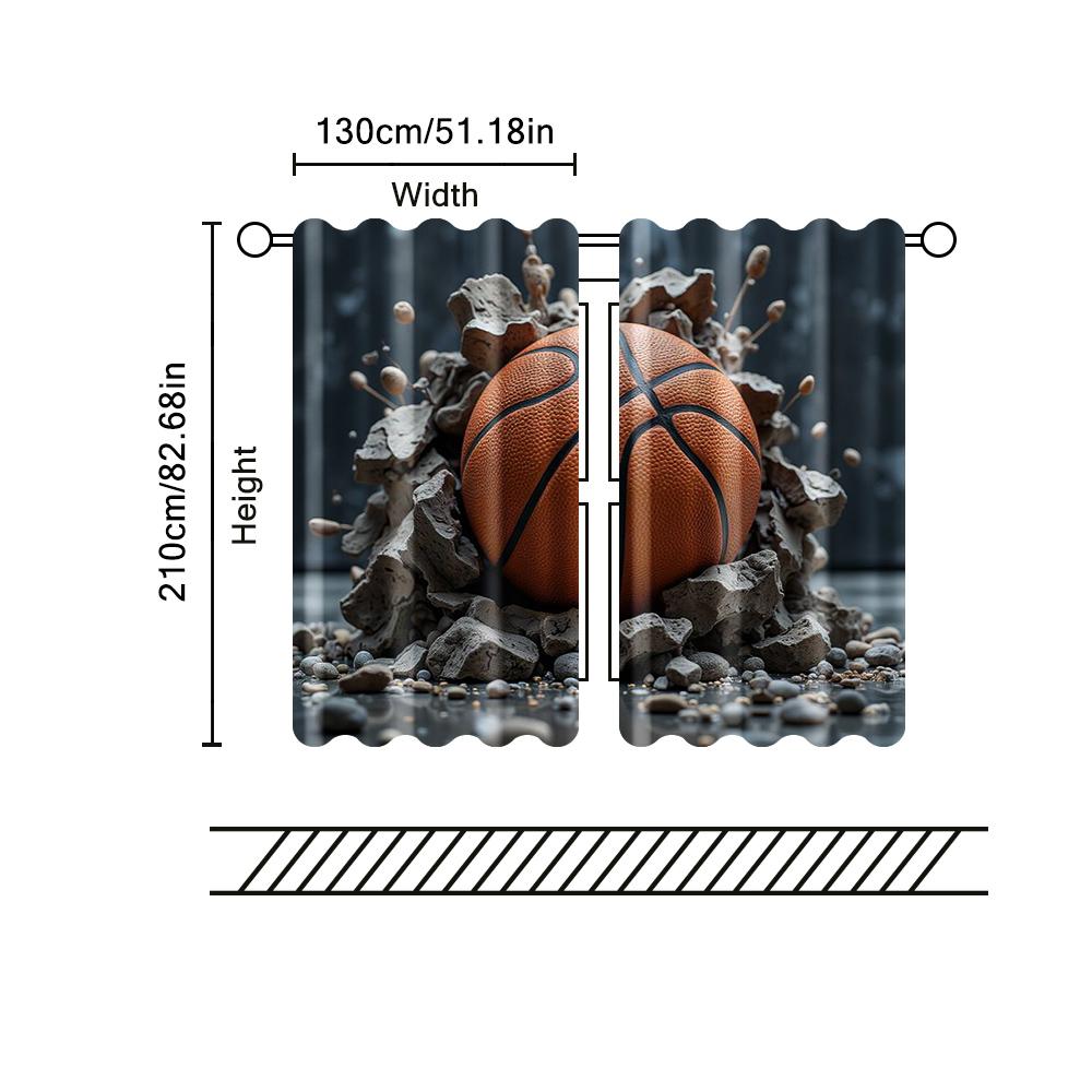2 Stück Filtervorhänge (Ausgenommen sind Stangen, die ohne Batterien nicht beweglich sind.) Mutiger Basketballhintergrundgeeignet für die Verwendung in