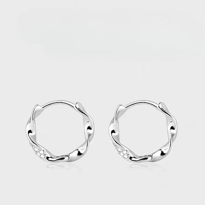 Plain Ring Earrings Women's S999 Foot Silver Fashion Temperament Earrings Ear Jewelry