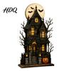 Vintage Haunted House Tiered Tray Decor Farmhouse Halloween Wooden Tabletop Decorations Table Topper Signs Spooky Retro Holiday Signs Pumpkin Ghost